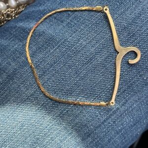 Gold Tone Hook Bracelet - Minimal Hinged Chain